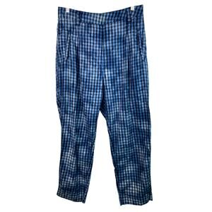 Anthropologie Maeve Women's Size 8 Blue Black Check High Rise Ankle Pants *